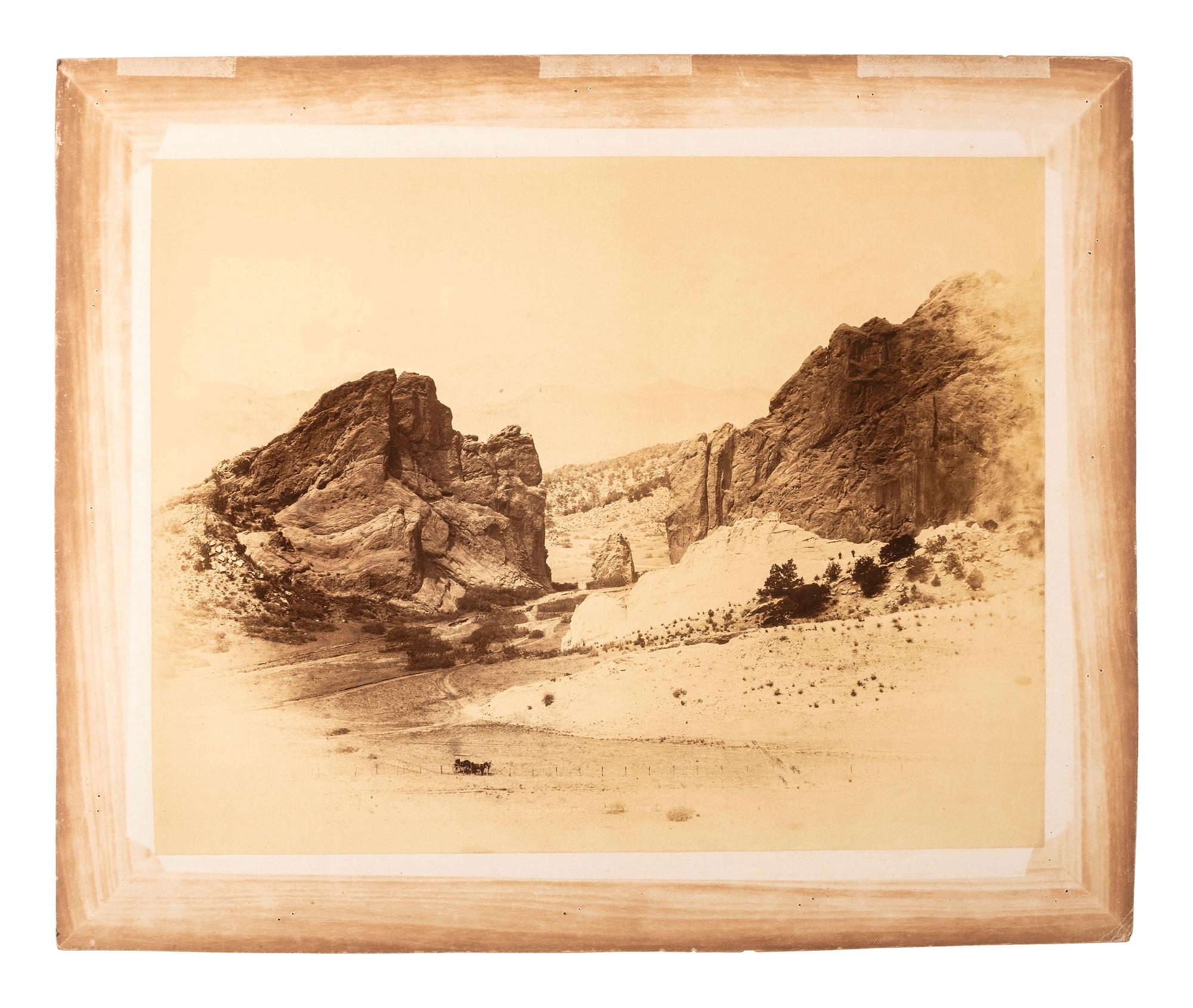 [WESTERN AMERICANA]. JACKSON, William Henry (1843-1942), photographer. Pikes Peak from the Garden of the Gods . Mammoth plate photograph. Denver, CO.
