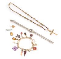 A Collection of Gold, Goldtone and Multi Gem Jewelry, 27.60 dwts.