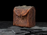 Western Tooled Leather Box, with Navajo Silver and Turquoise Concha