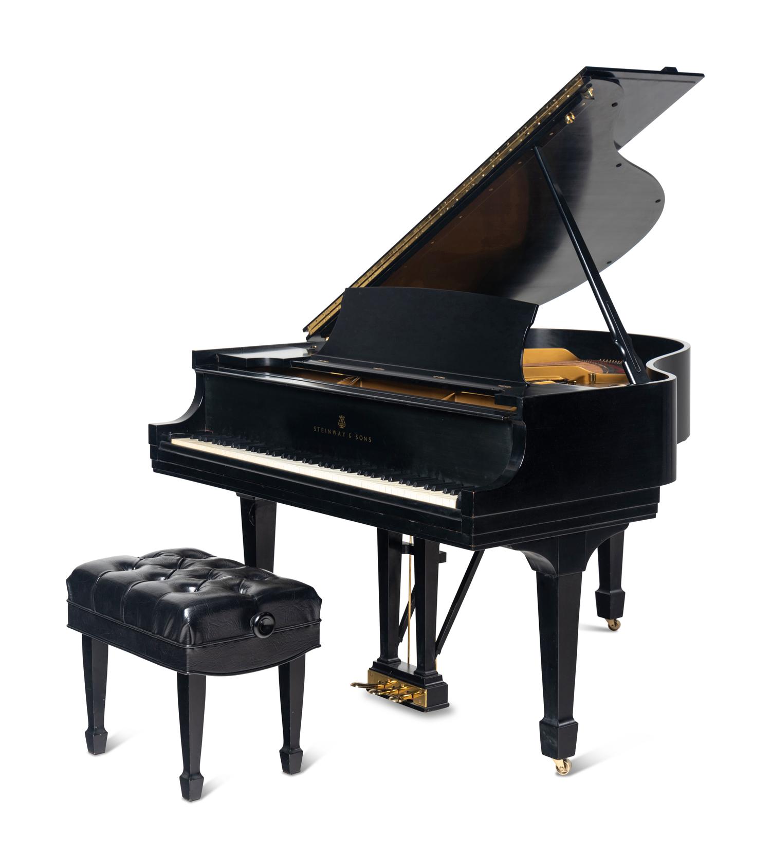 A Steinway and Sons Black Lacquer Baby Grand Piano
