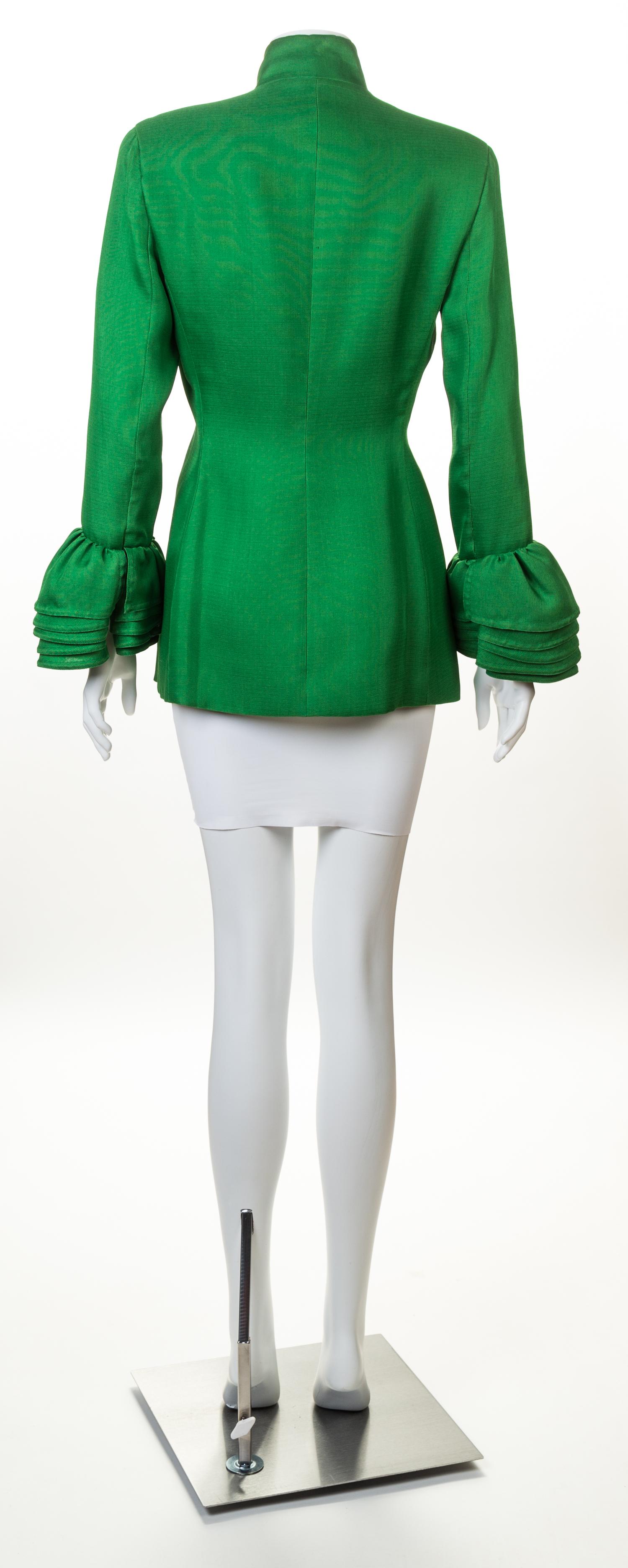 A Isaac Mizrahi Green Silk Jacket, Size 8.