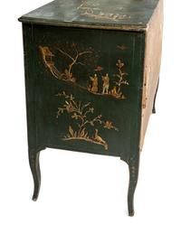 A North Italian Green Japanned Three-Drawer Commode