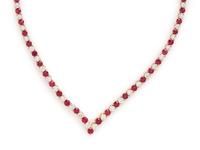 FRENCH, DIAMOND AND RUBY NECKLACE