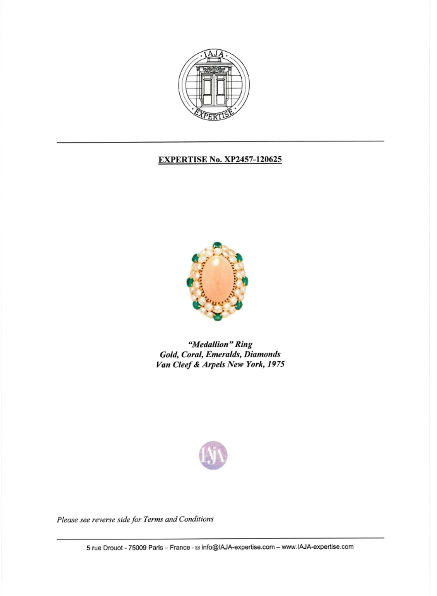 VAN CLEEF & ARPELS, CORAL, DIAMOND, AND EMERALD JEWELRY SUITE