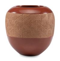 Incised Redware Pottery Jar