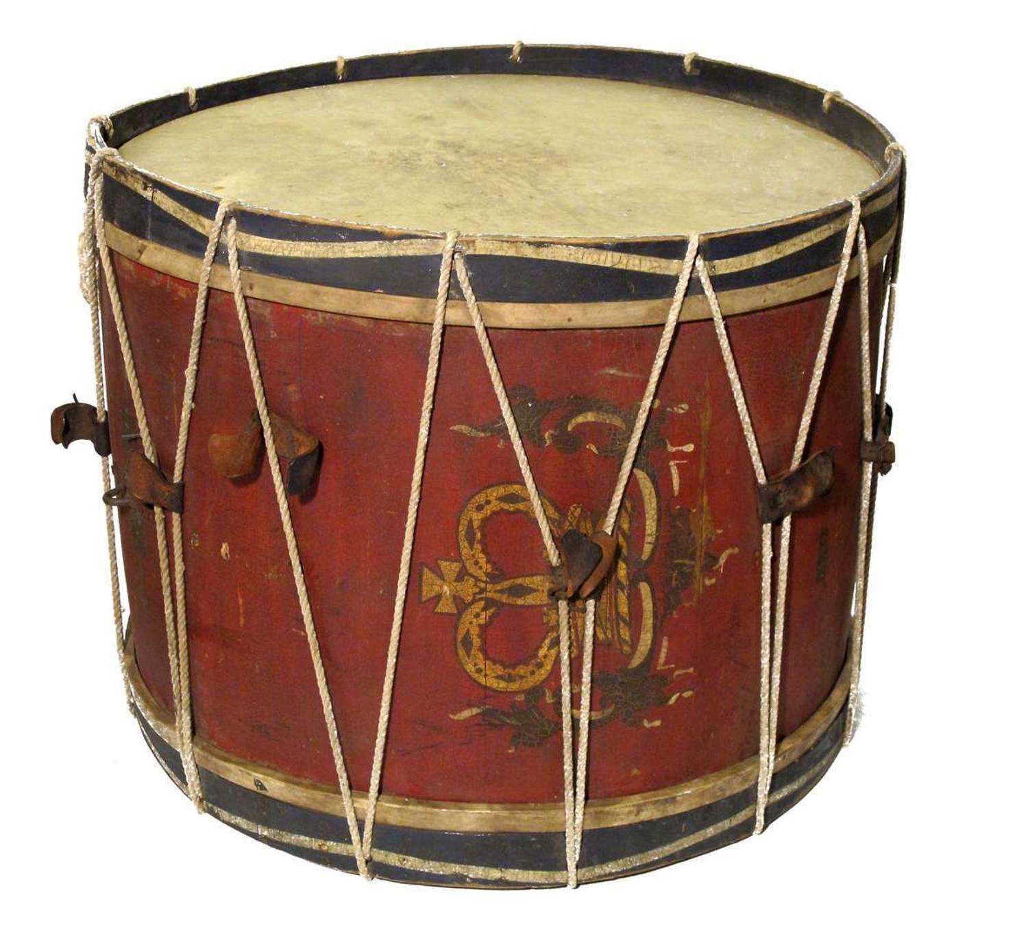 Painted and decorated military drum 19th century