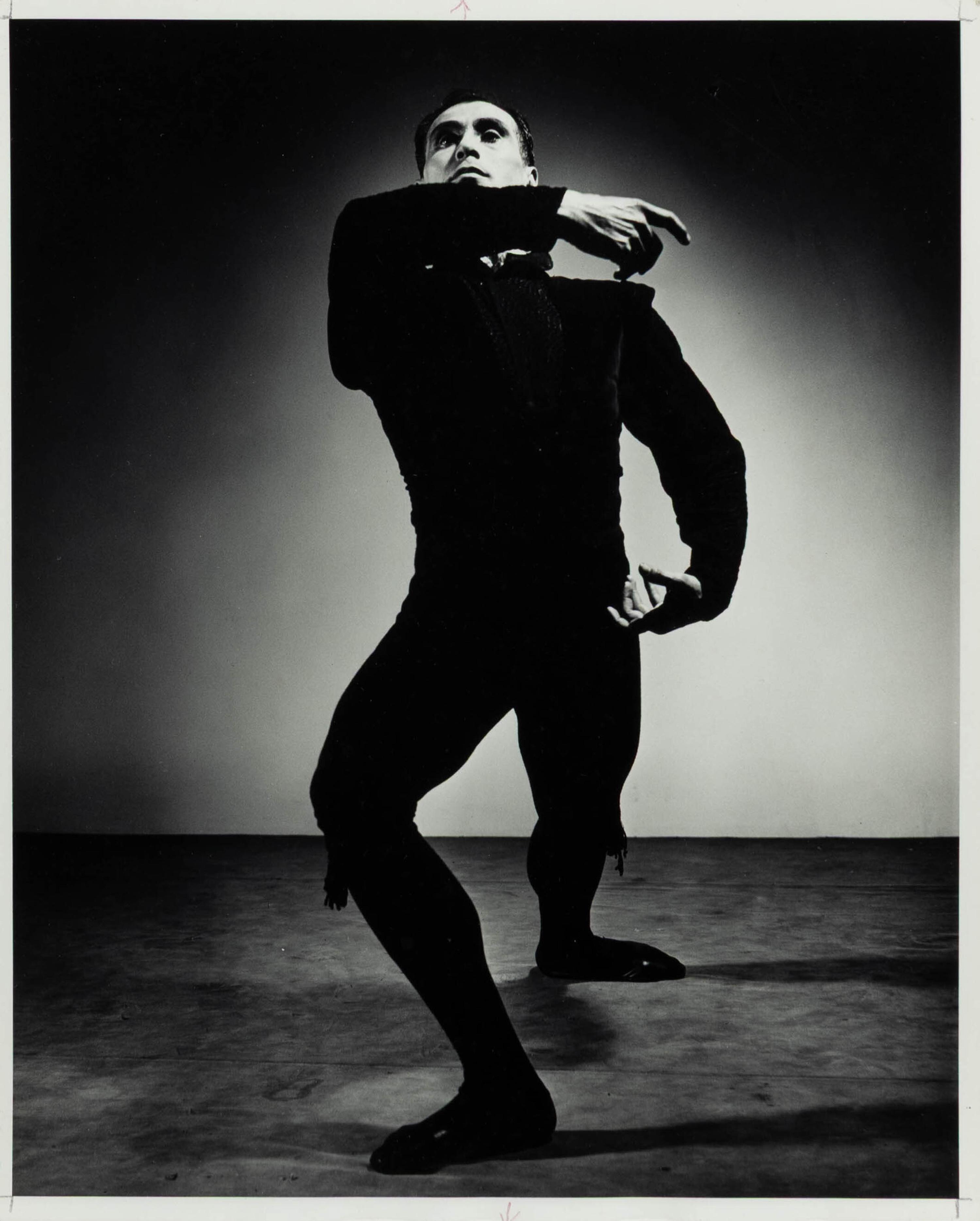 Barbara Morgan (American, 1900–1992) — Three Works ( José Limón, Chaconne , 1944; J osé Limón + Cat in Barbara Morgan Studio , 1944; Merce Cunningham-Totem Ancestor , 1942); printed later