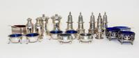 A Collection of Silver Casters and Salt Cellars, English & American, Various Makers,