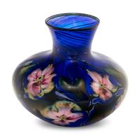 Charles Lotton (American, 1935–2021) — Vase, Blue Wide Bottom Narrow Neck Floral Medium, 1993