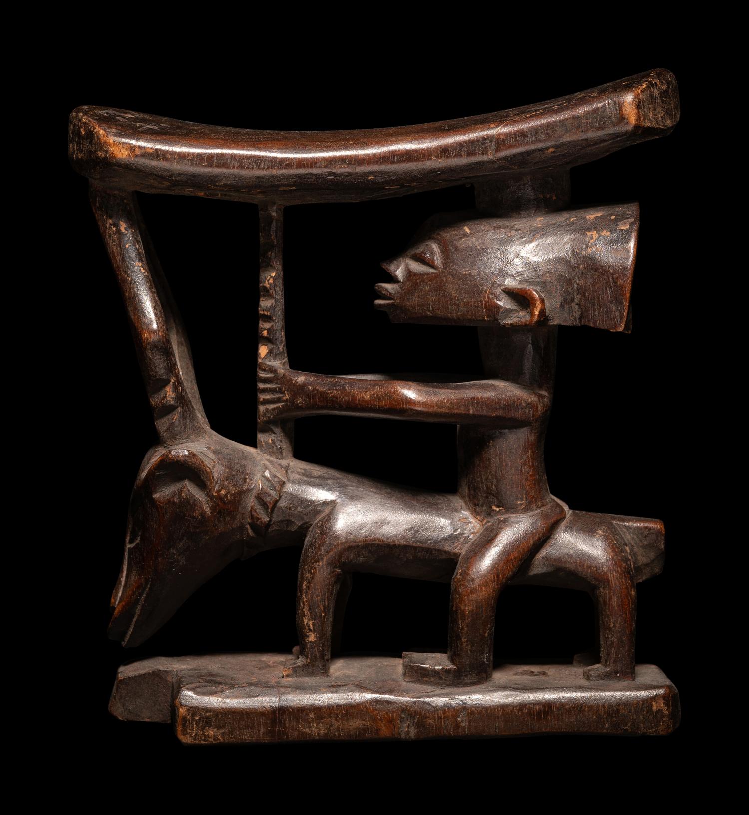 Three African Wood Headrests