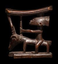 Three African Wood Headrests