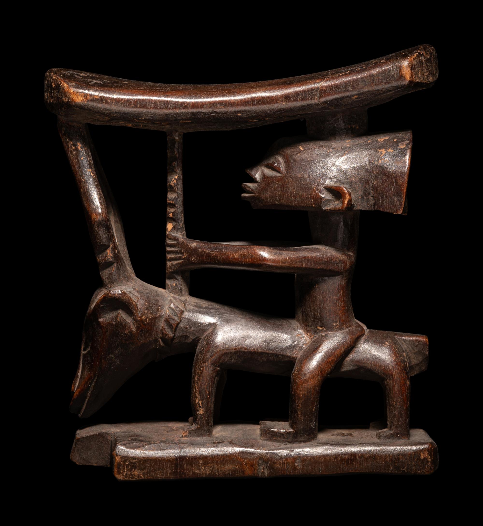 Three African Wood Headrests