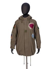 SAINT LAURENT, HOODED PARKA WITH PATCHES