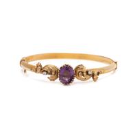 YELLOW GOLD AND AMETHYST BANGLE BRACELET