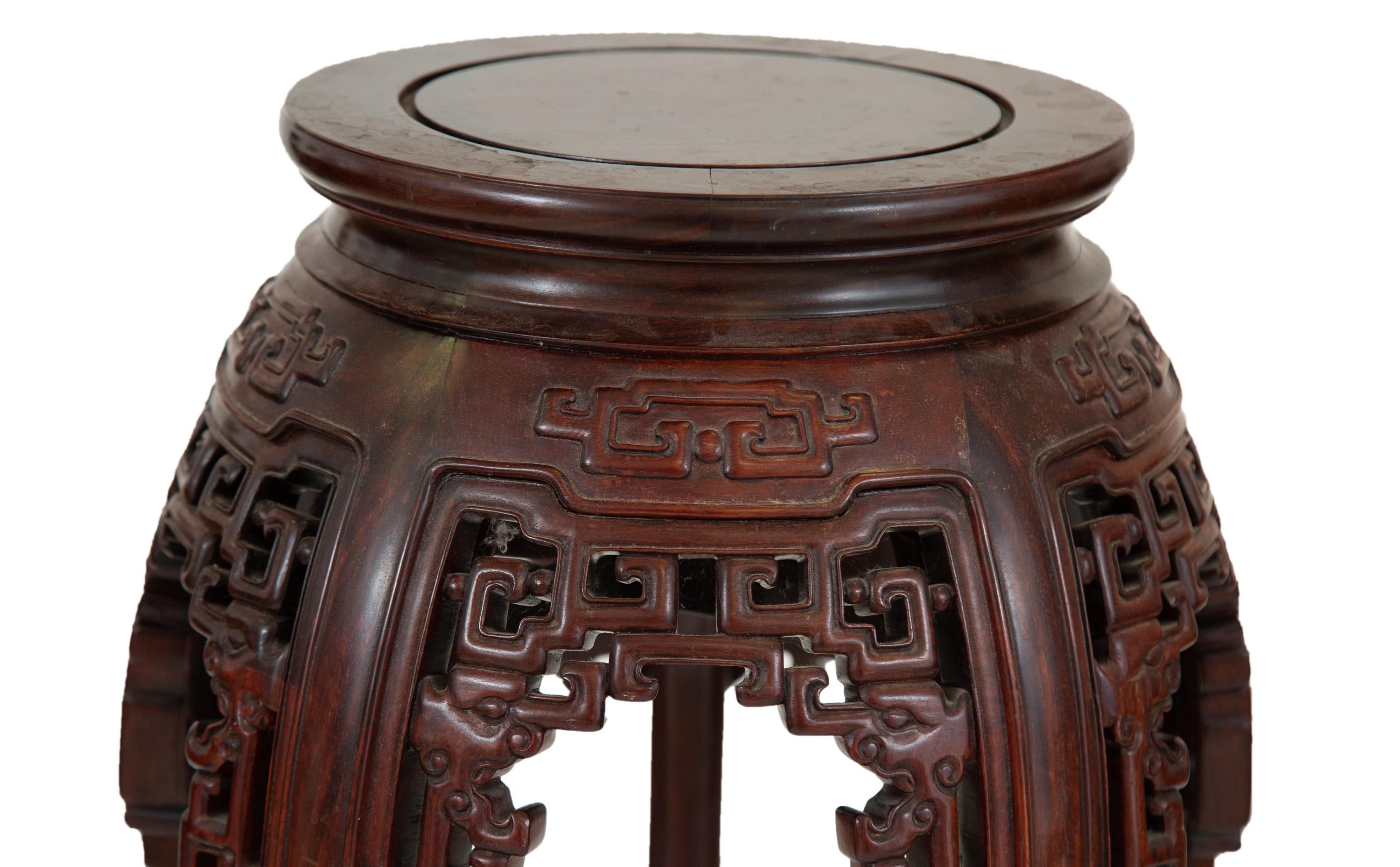 A Chinese Carved Rosewood Jardinière Stand