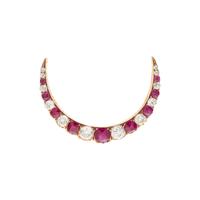 ANTIQUE, YELLOW GOLD, RUBY AND DIAMOND BROOCH