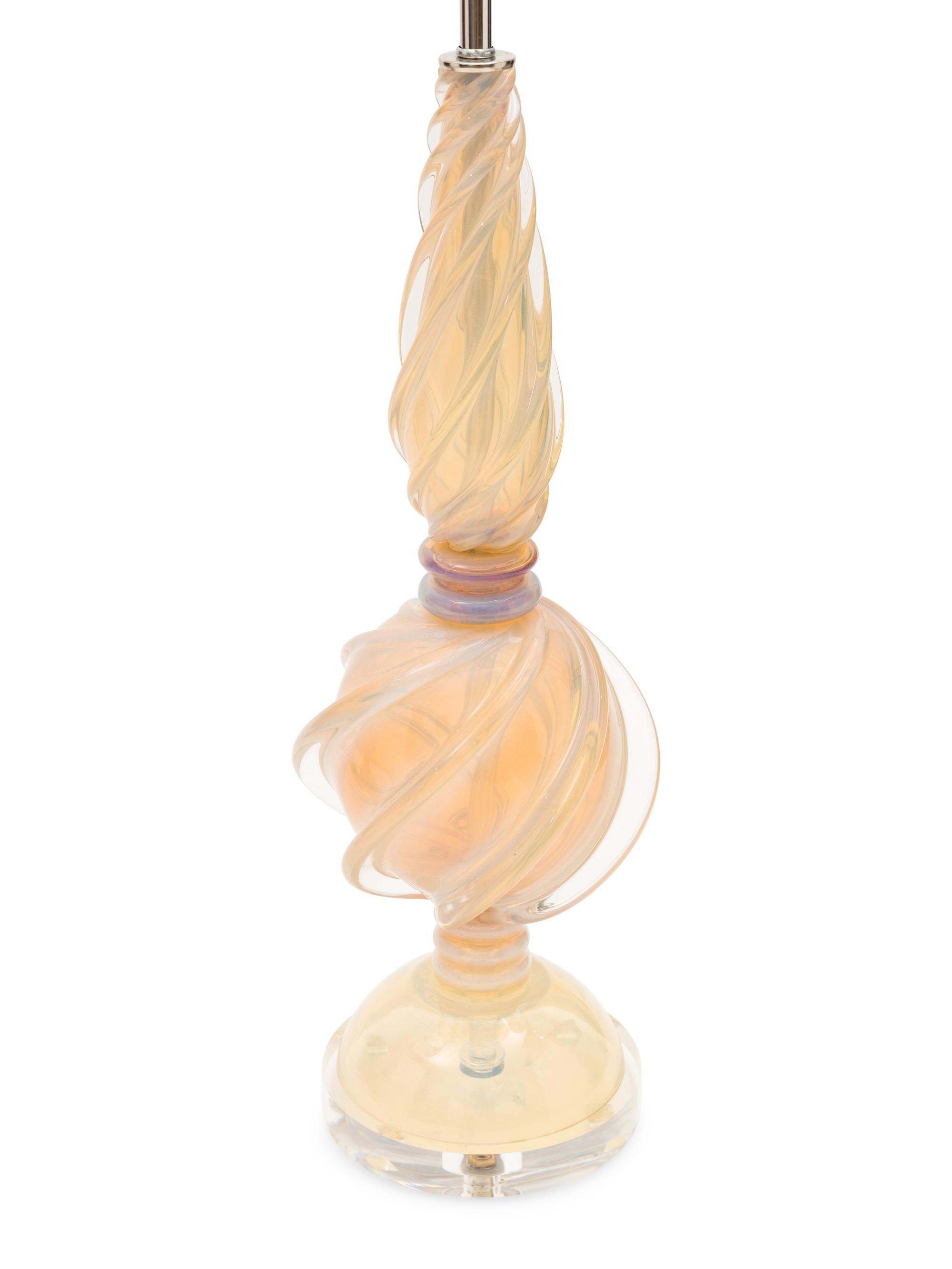 A Pair of Marbro Table Lamps with Seguso Murano Glass