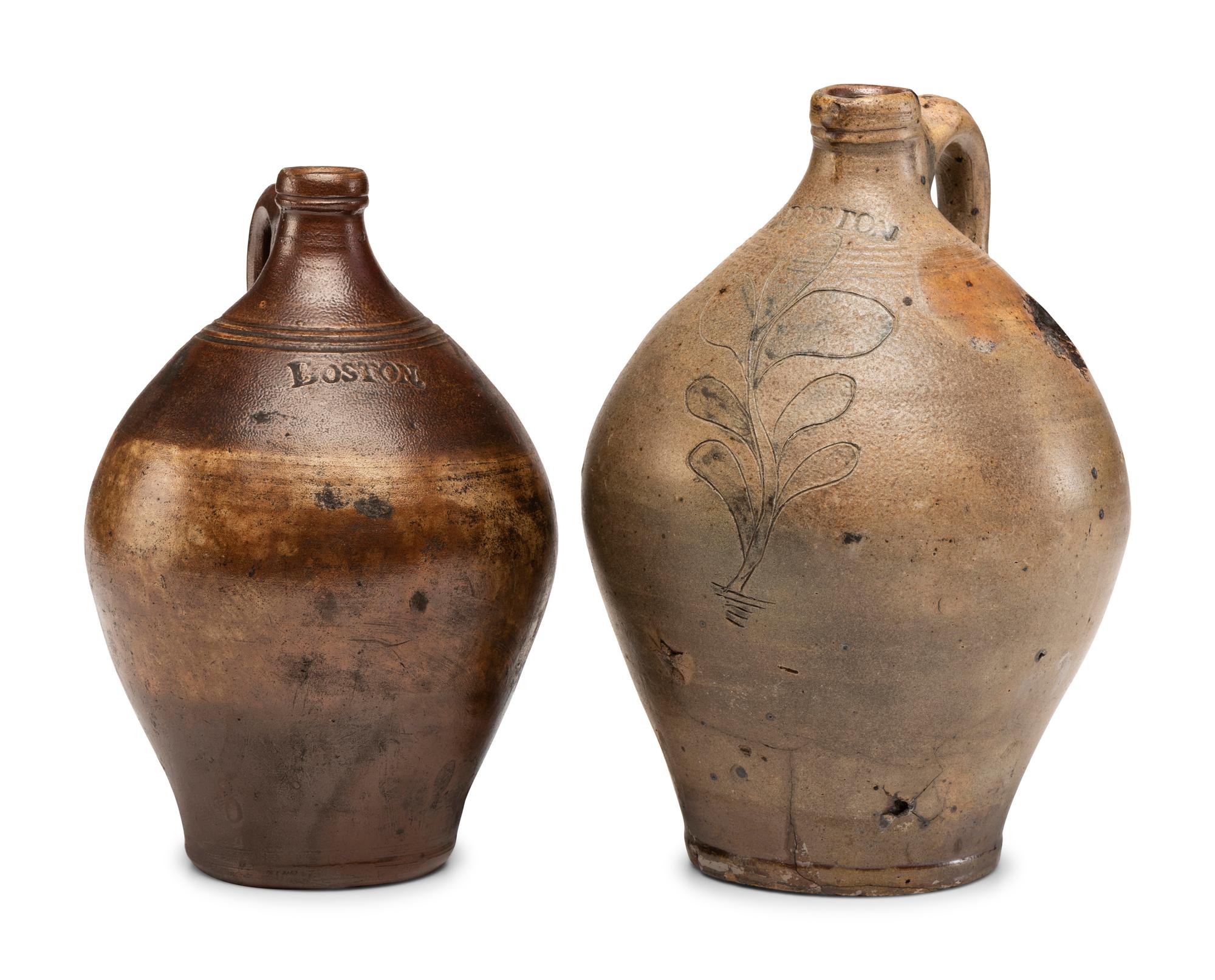 Two Stoneware Jugs, Attributed to Jonathan Fenton