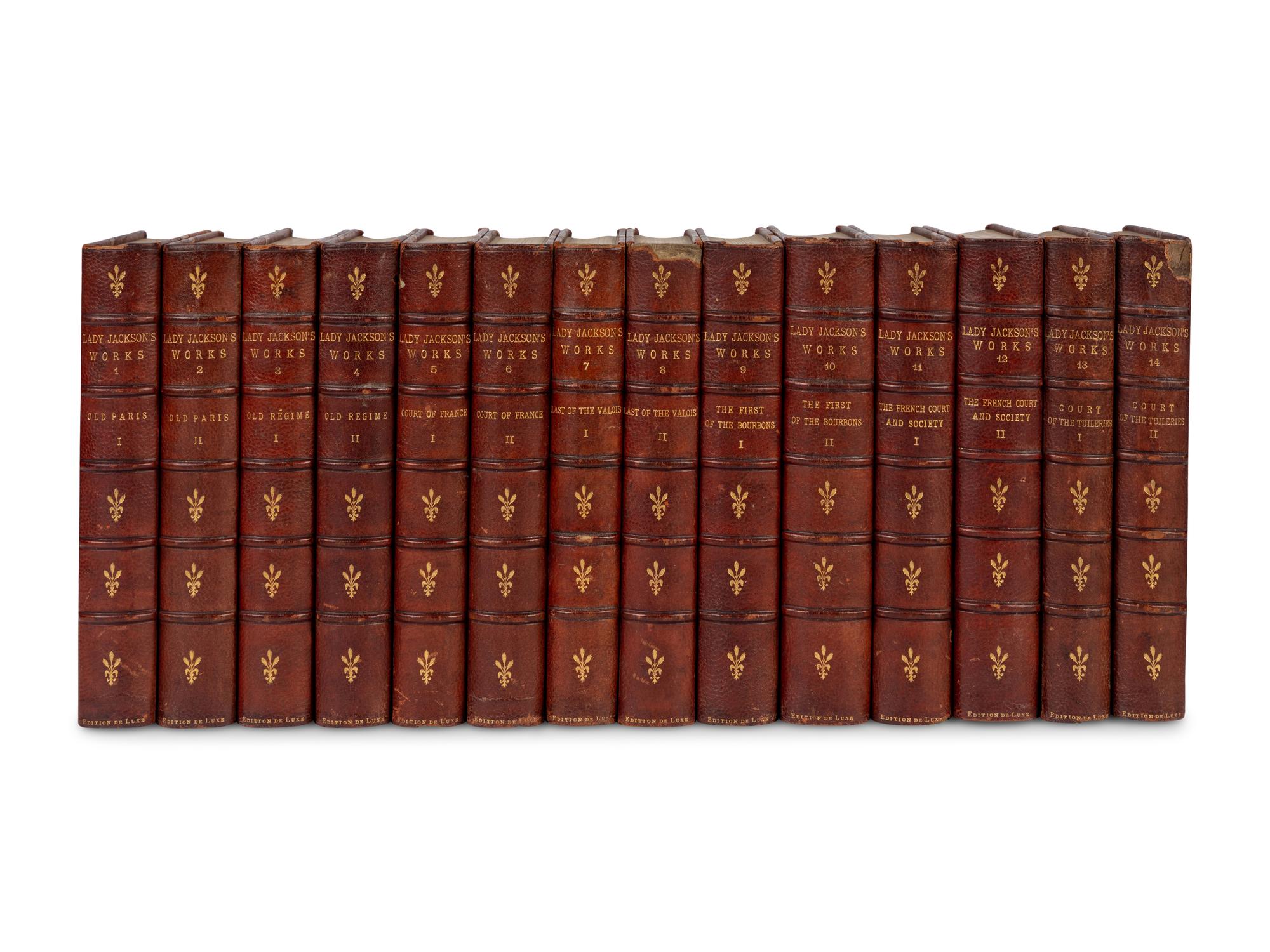 [BINDINGS]. A group of approximately 28 volumes, most in contemporary leather bindings, including works related to history and literature, comprising: