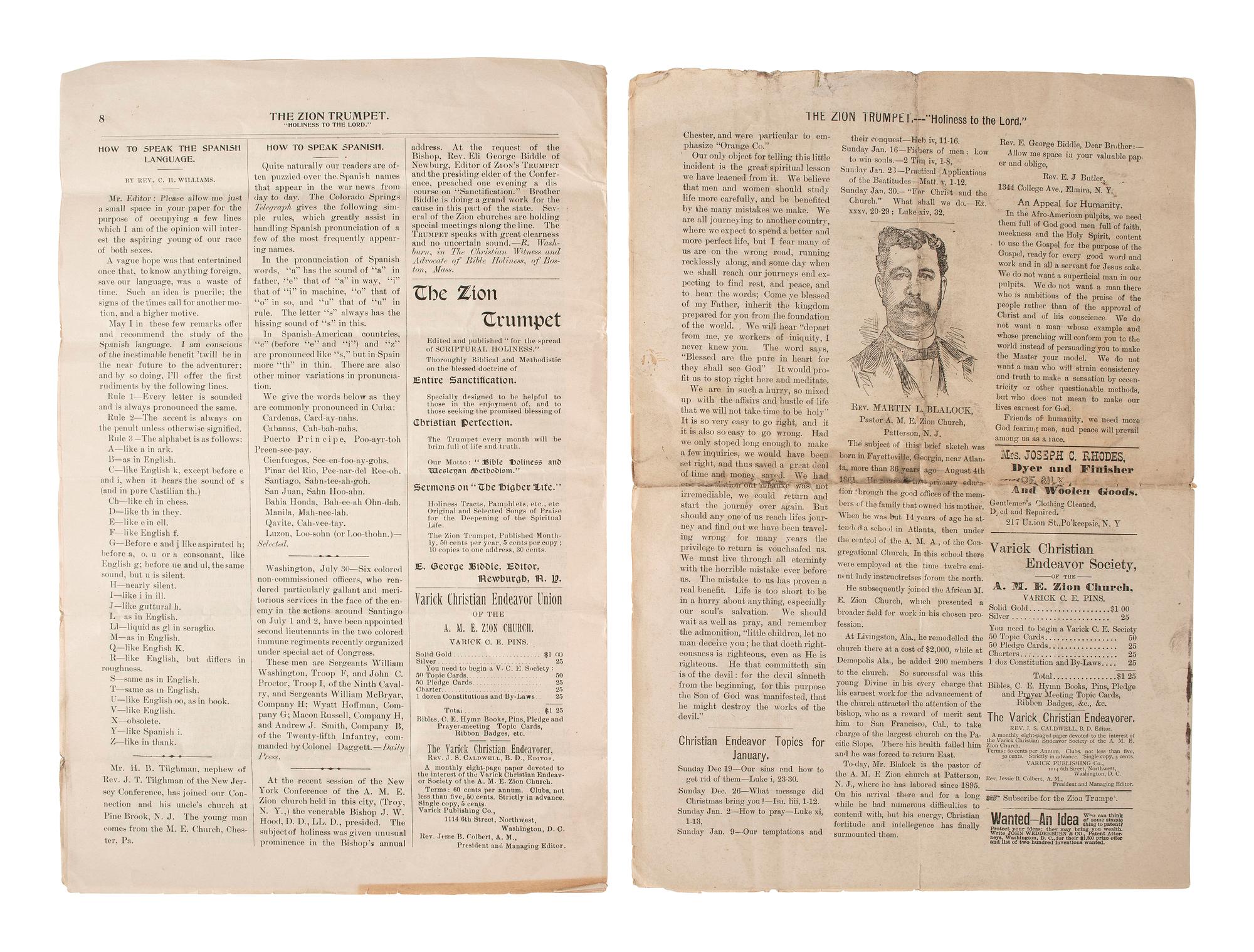 [CIVIL WAR]. Two issues of The Zion Trumpet , published by the Rev. Eli George Biddle (1846-1940), veteran of the 54th Massachusetts Infantry regiment.