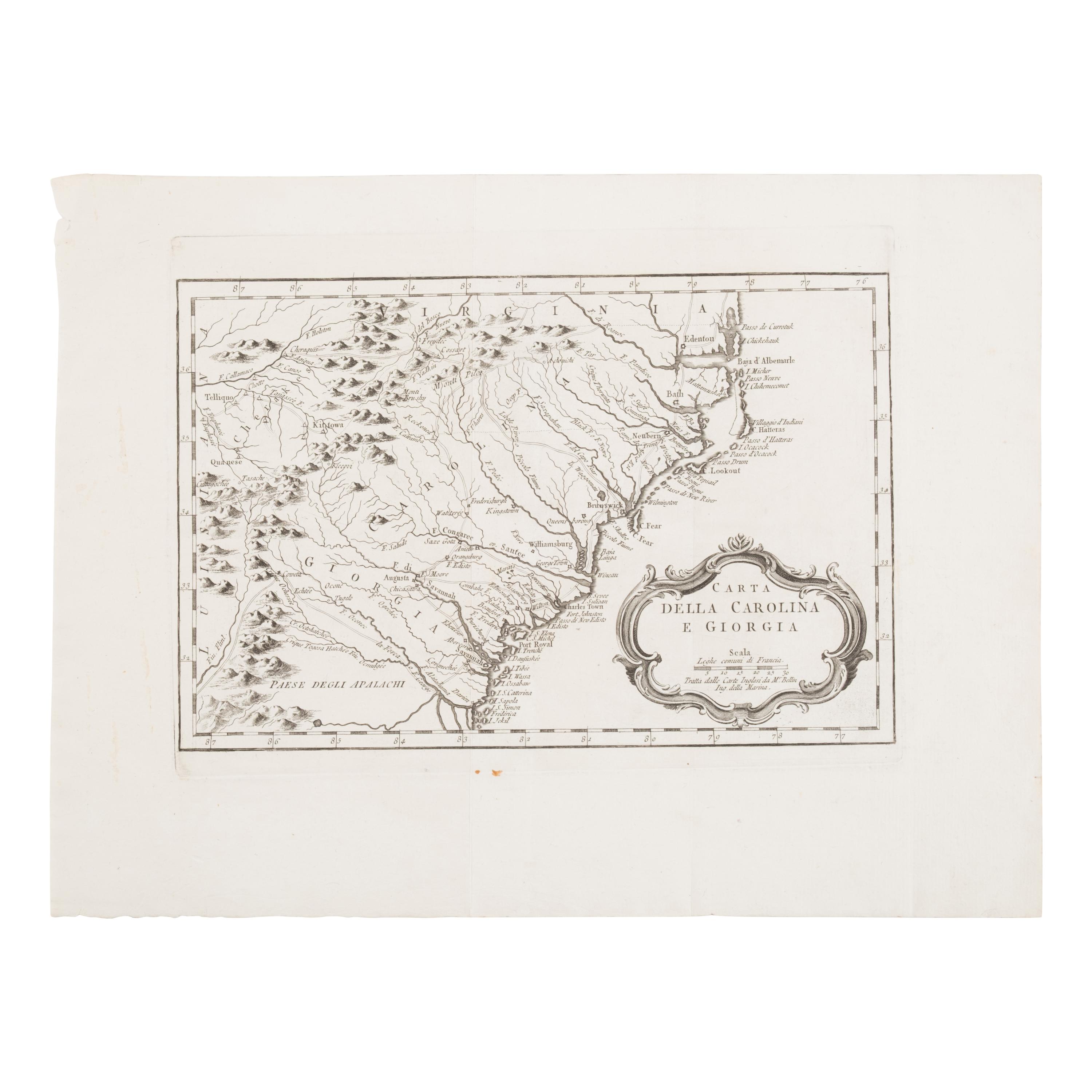 [Map]. Speed, John (1551/52-1629). A New Description of Carolina. London: Thomas Basset and Richard Chiswell, 1676.