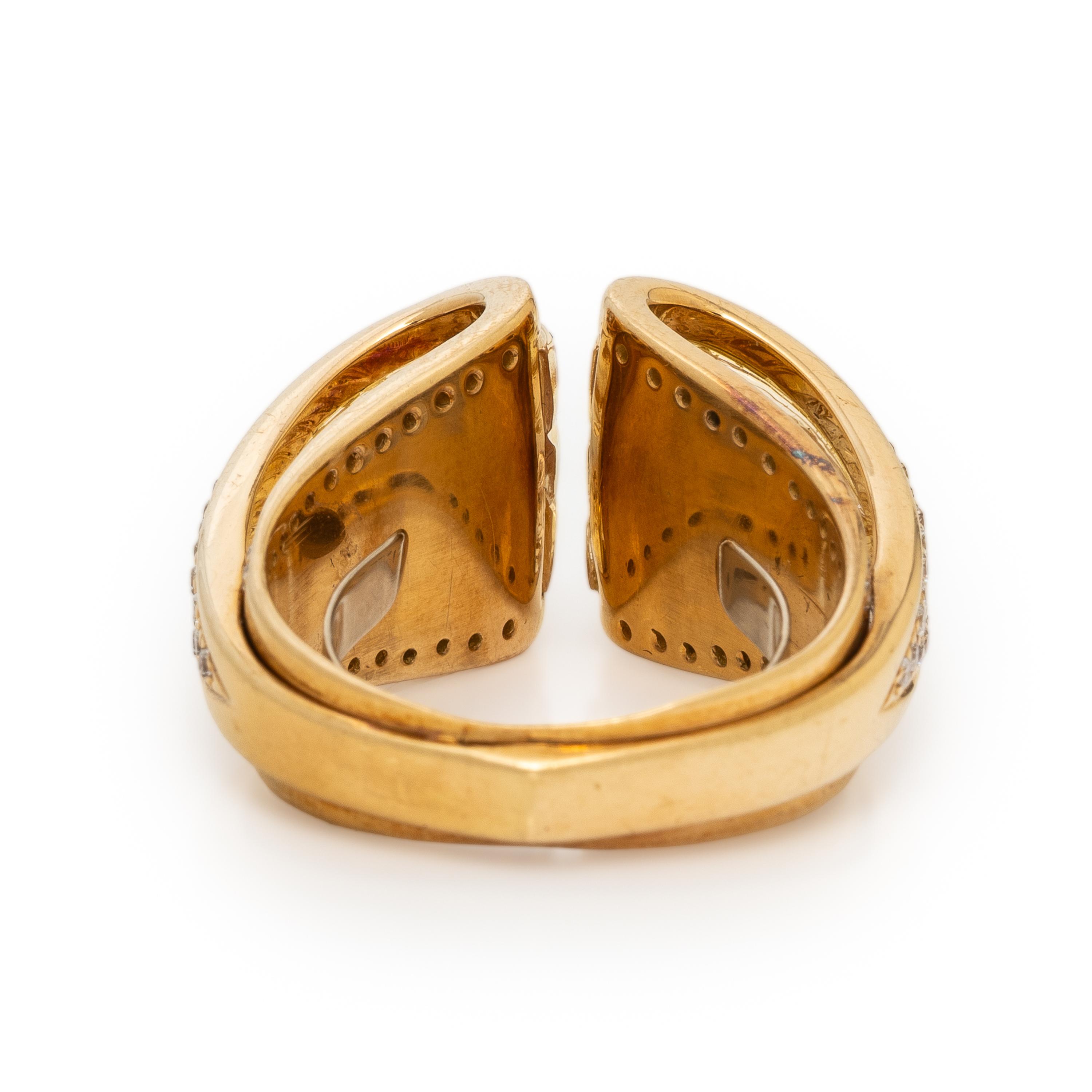 Carved Citrine, Diamond, and Yellow Gold Ring