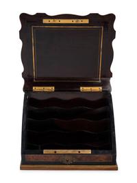 A French Mother-of-Pearl and Brass Inlaid Amboyna Letter Box