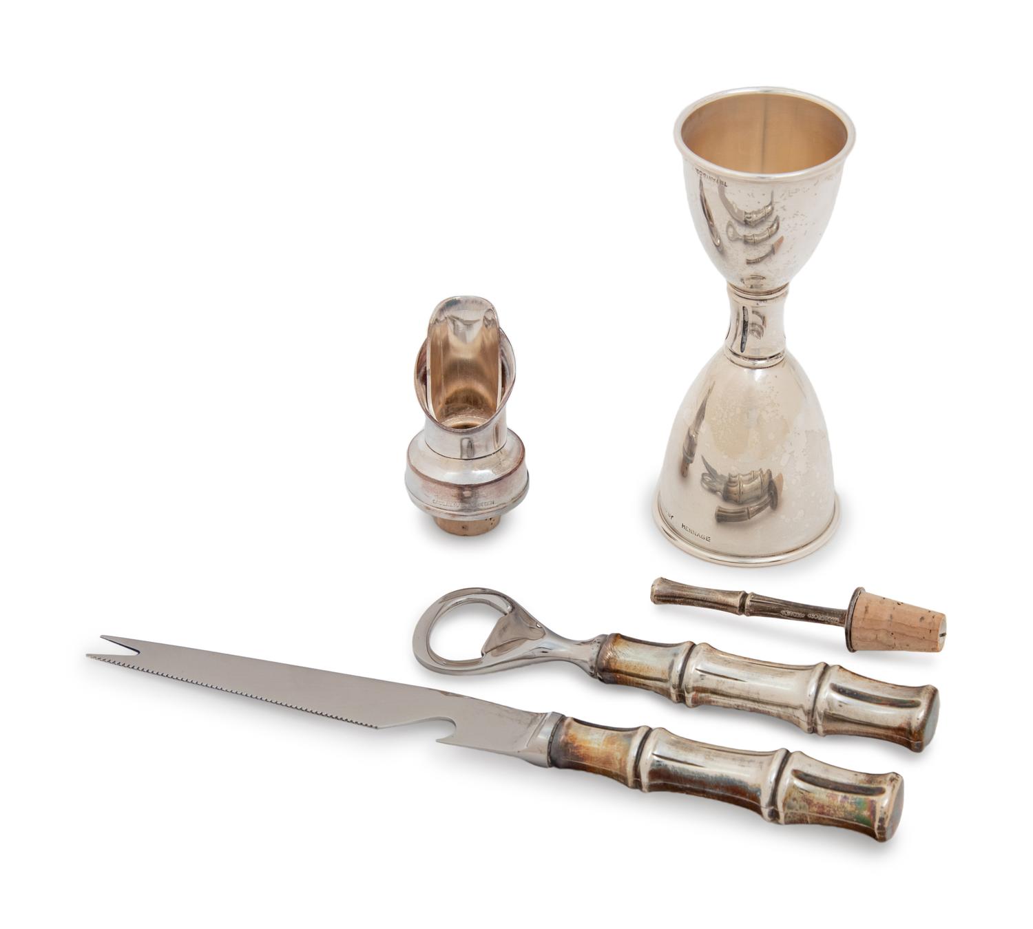 A Group of Four Tiffany & Co. Silver Bamboo Pattern Bar Articles