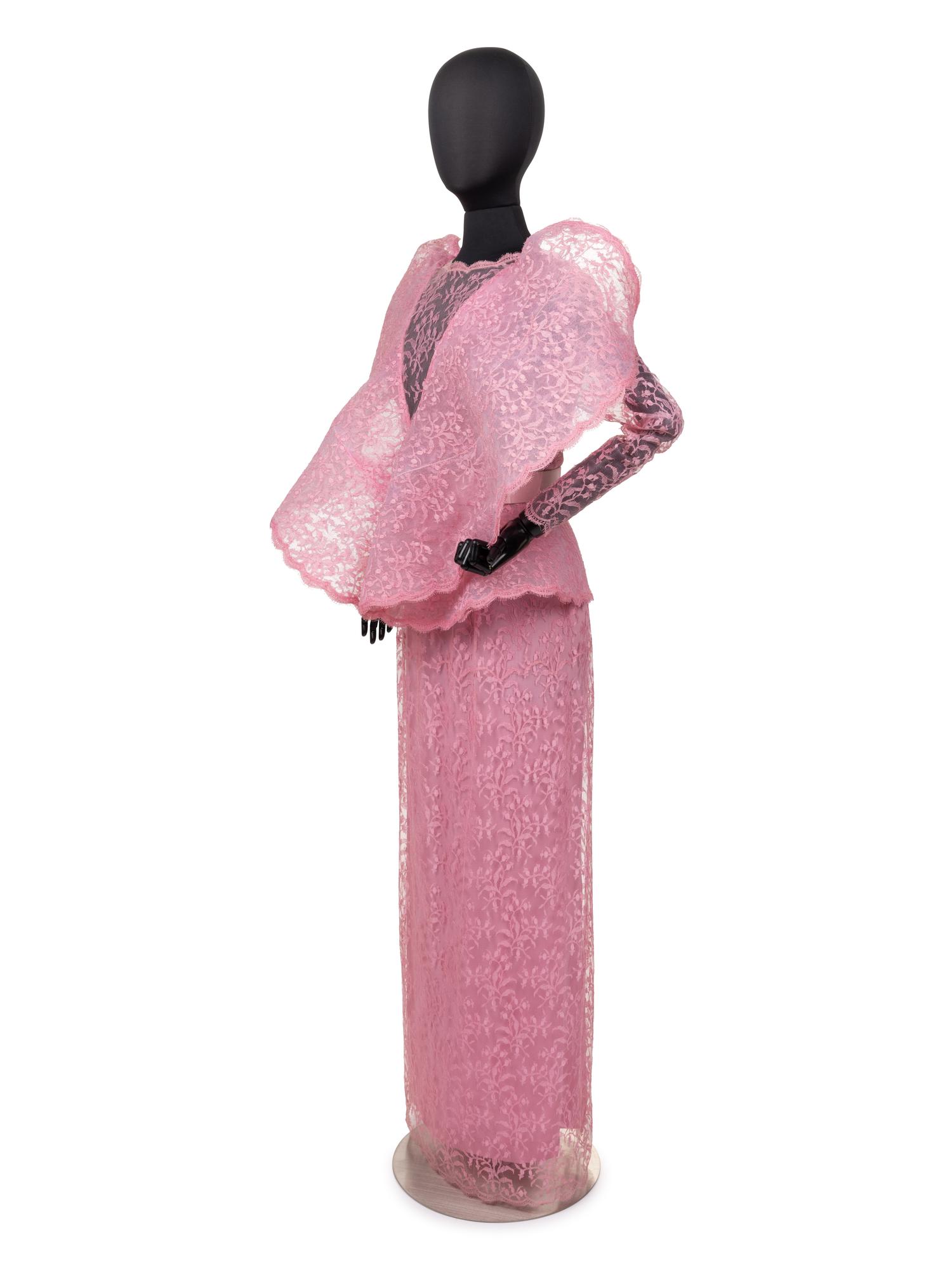 Pierre Cardin Haute Couture Wired Collar Lace Dress, 1987