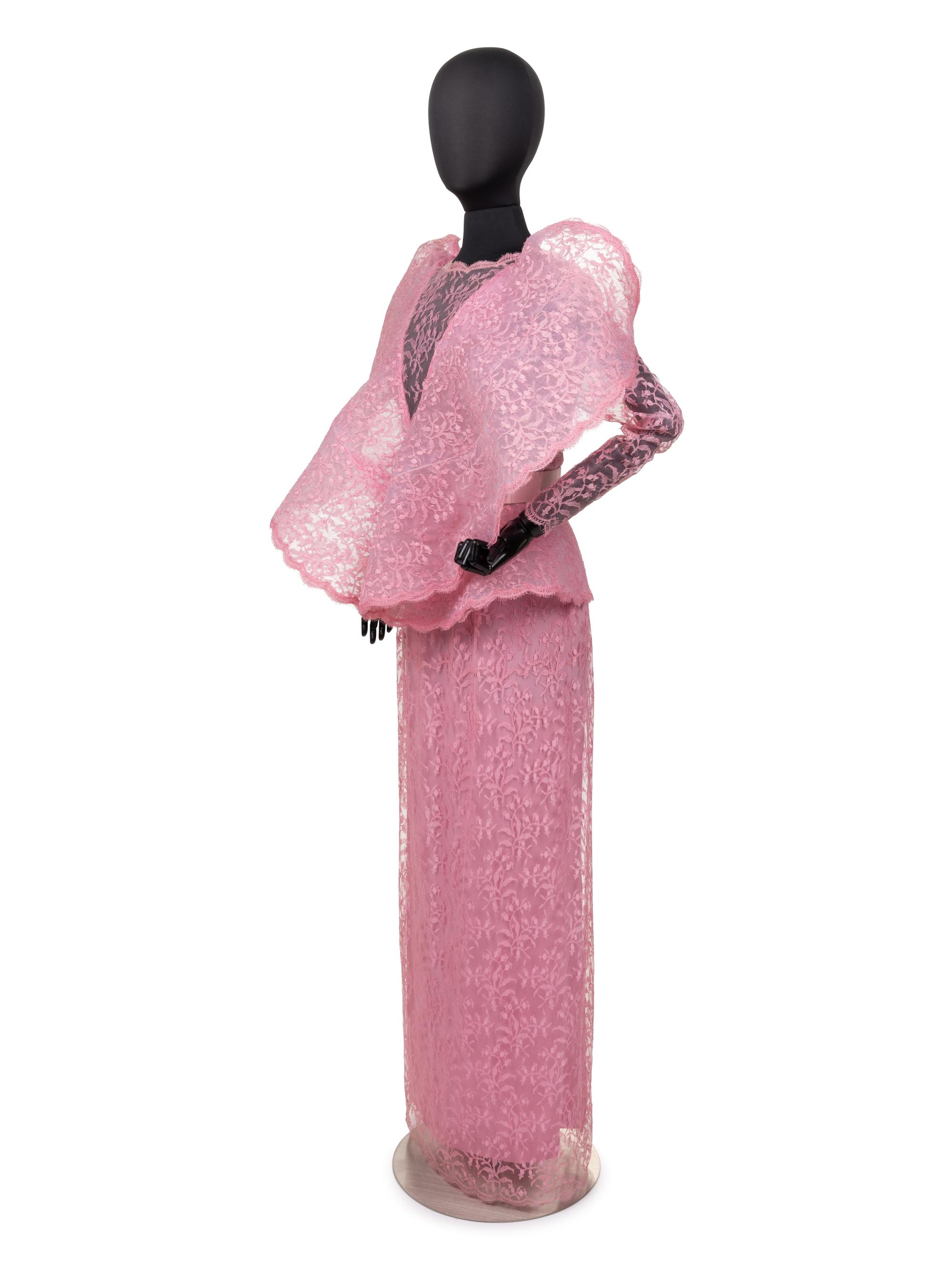 Pierre Cardin Haute Couture Wired Collar Lace Dress, 1987
