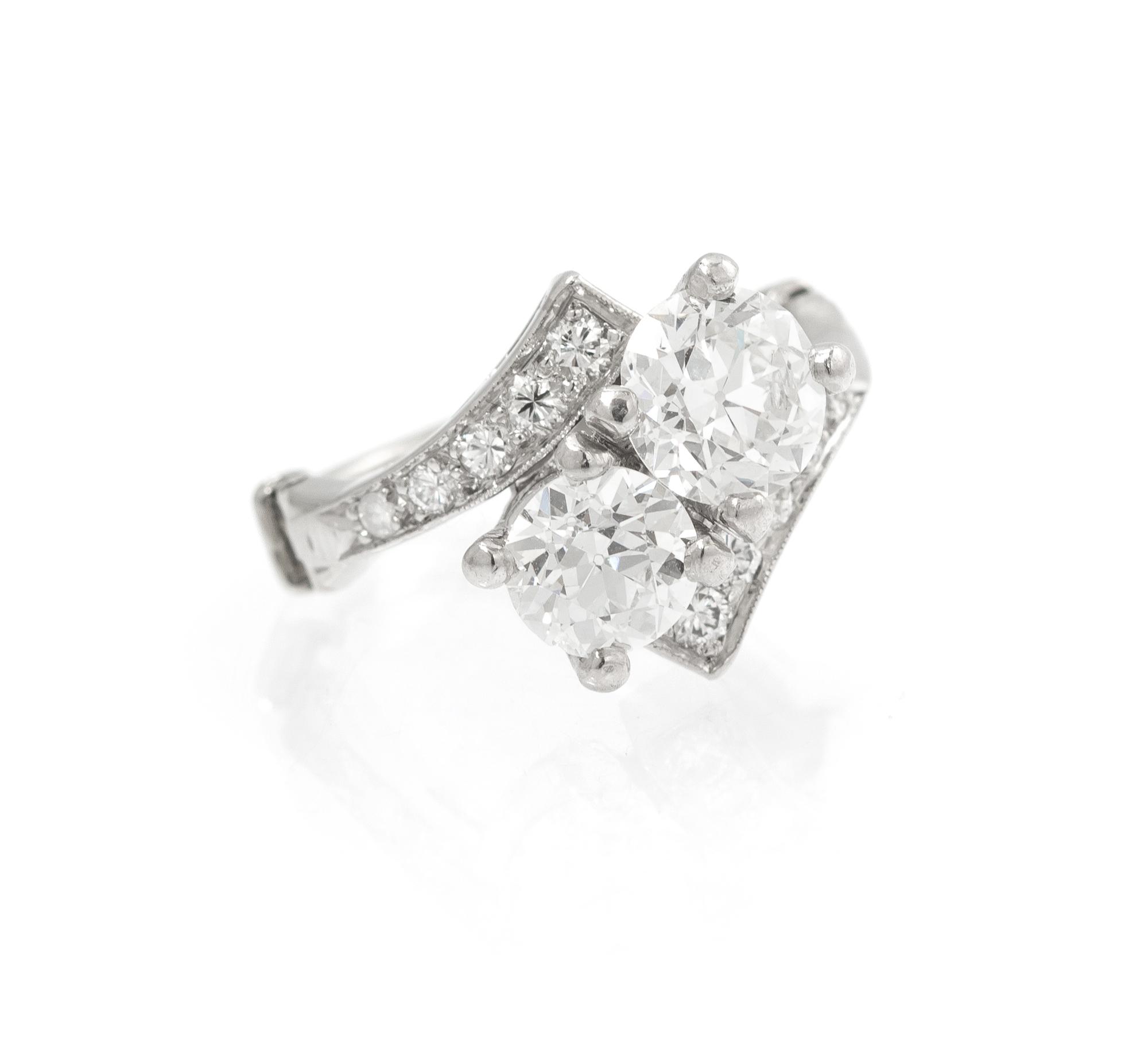A Platinum, White Gold and Diamond Ring, 4.20 dwts.