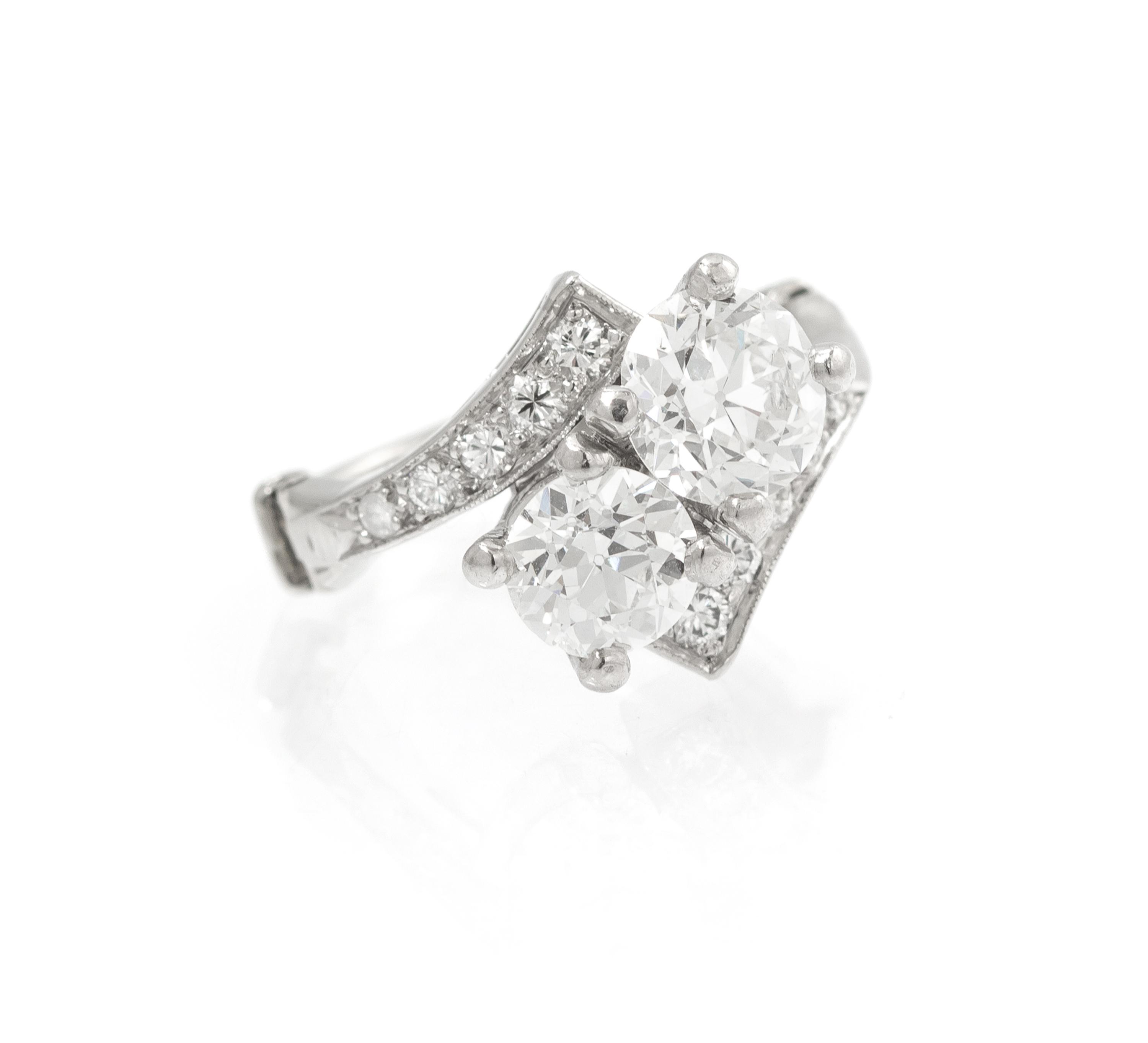 A Platinum, White Gold and Diamond Ring, 4.20 dwts.