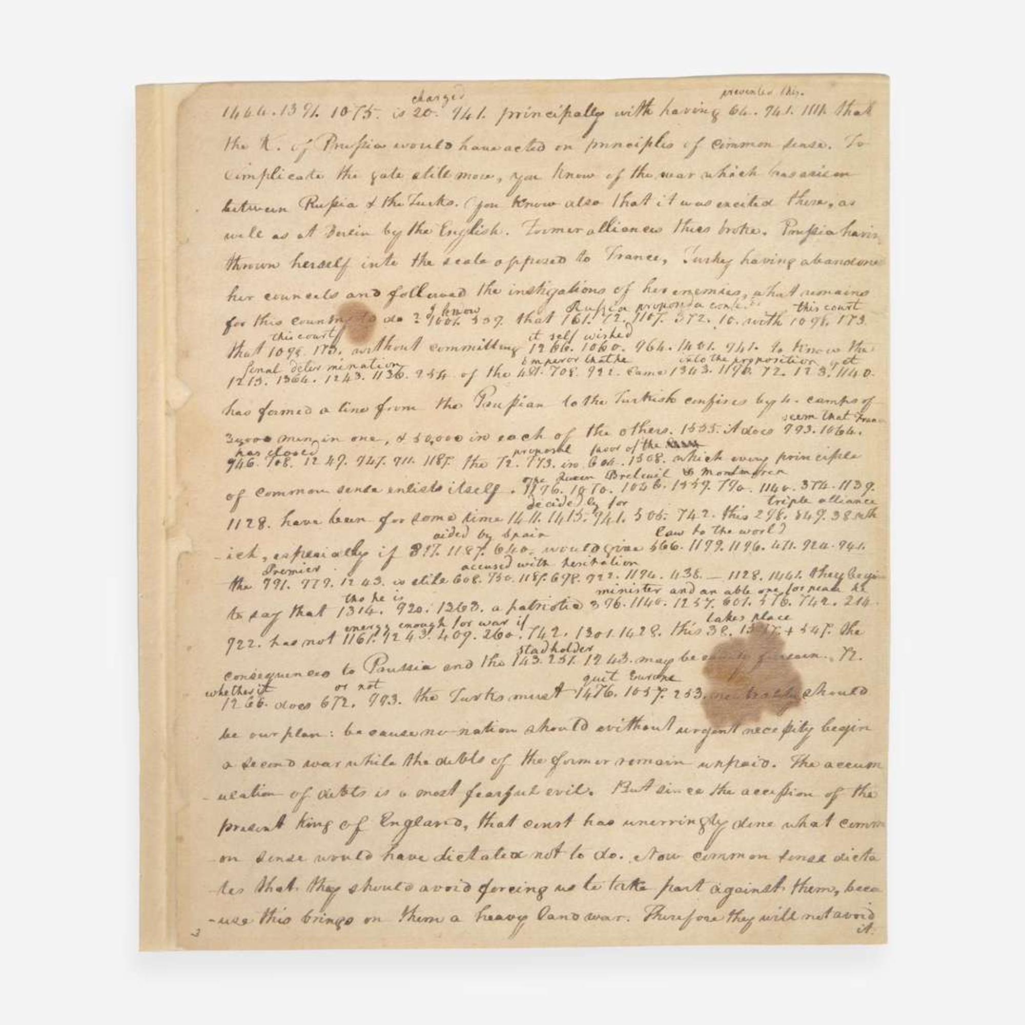 [Presidential] [Jefferson, Thomas] (Washington, Henry A.) Manuscript Copy of an Autograph Letter