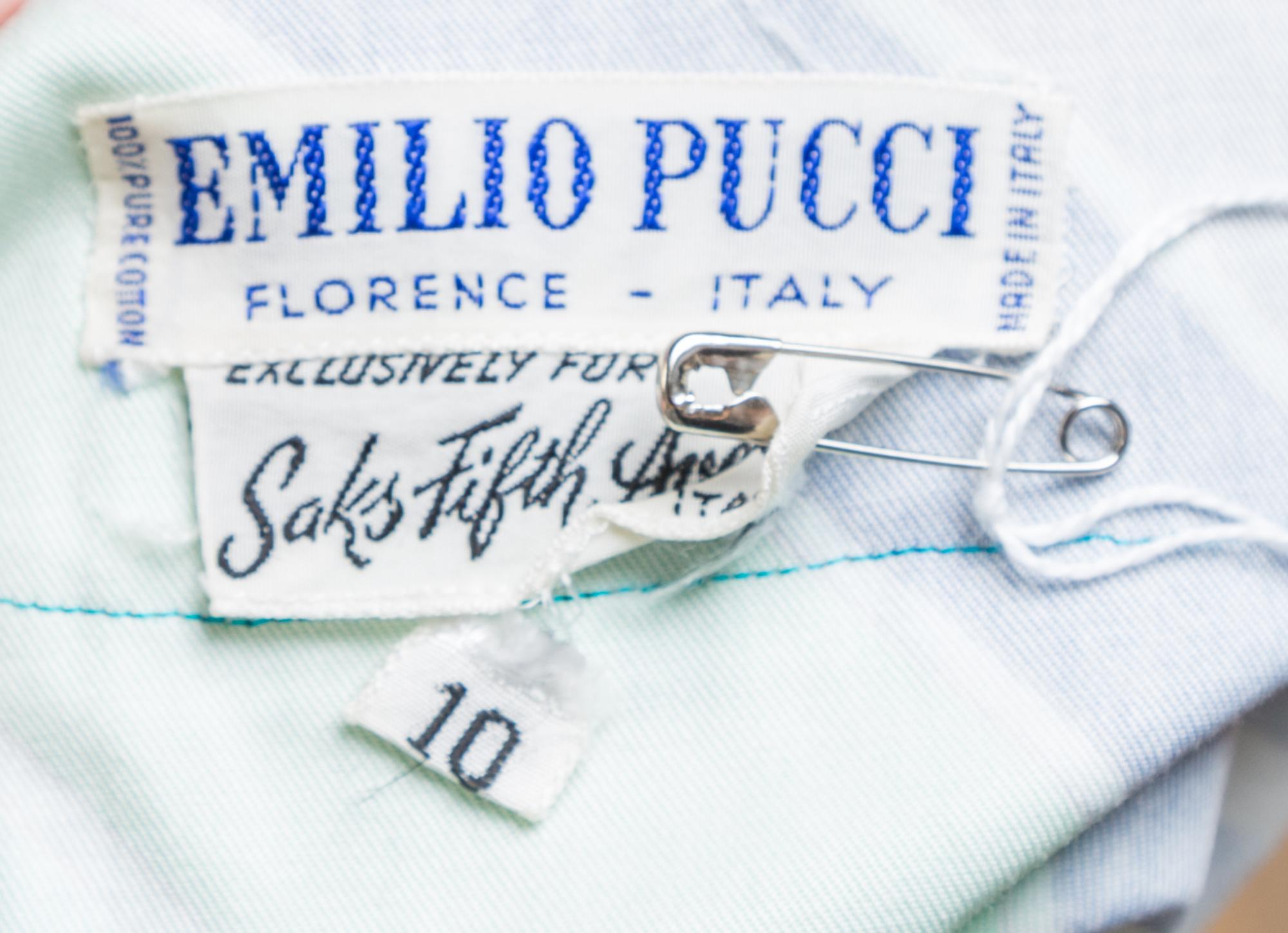 An Emilio Pucci Multicolor Cotton Sleeveless Tunic, Size 10.