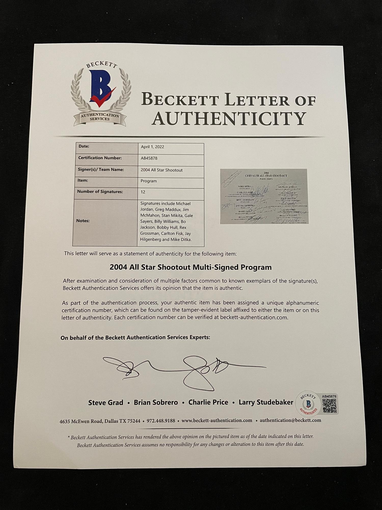 A 2004 Chrysler Golf Shootout Multi Signed Autograph Invitation Including Michael Jordan (Beckett Authentication Services Letter BAS Certified),