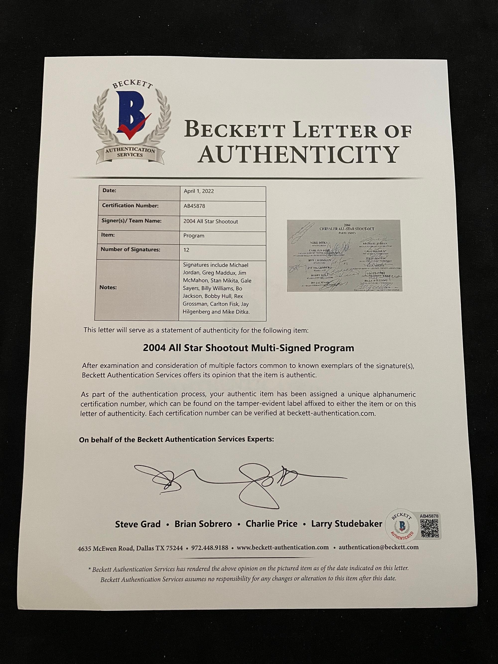 A 2004 Chrysler Golf Shootout Multi Signed Autograph Invitation Including Michael Jordan (Beckett Authentication Services Letter BAS Certified),