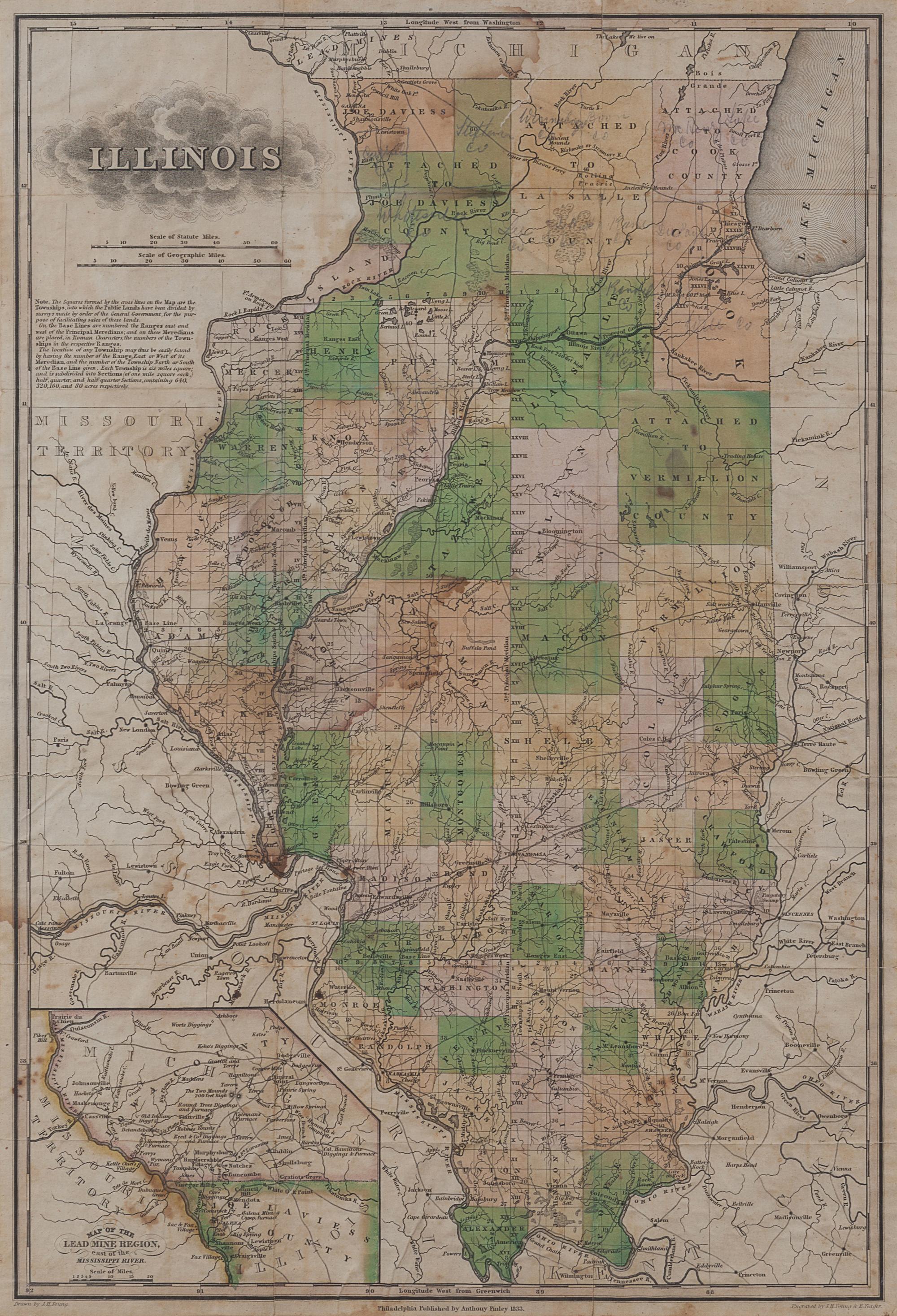[ILLINOIS -- MAP]. Illinois. Philadelphia: Anthony Finley, 1833.