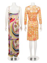 Five Emilio Pucci Items: One Dress with Belt, One Jumpsuit, One Handkerchief, and One Bag, 1960s