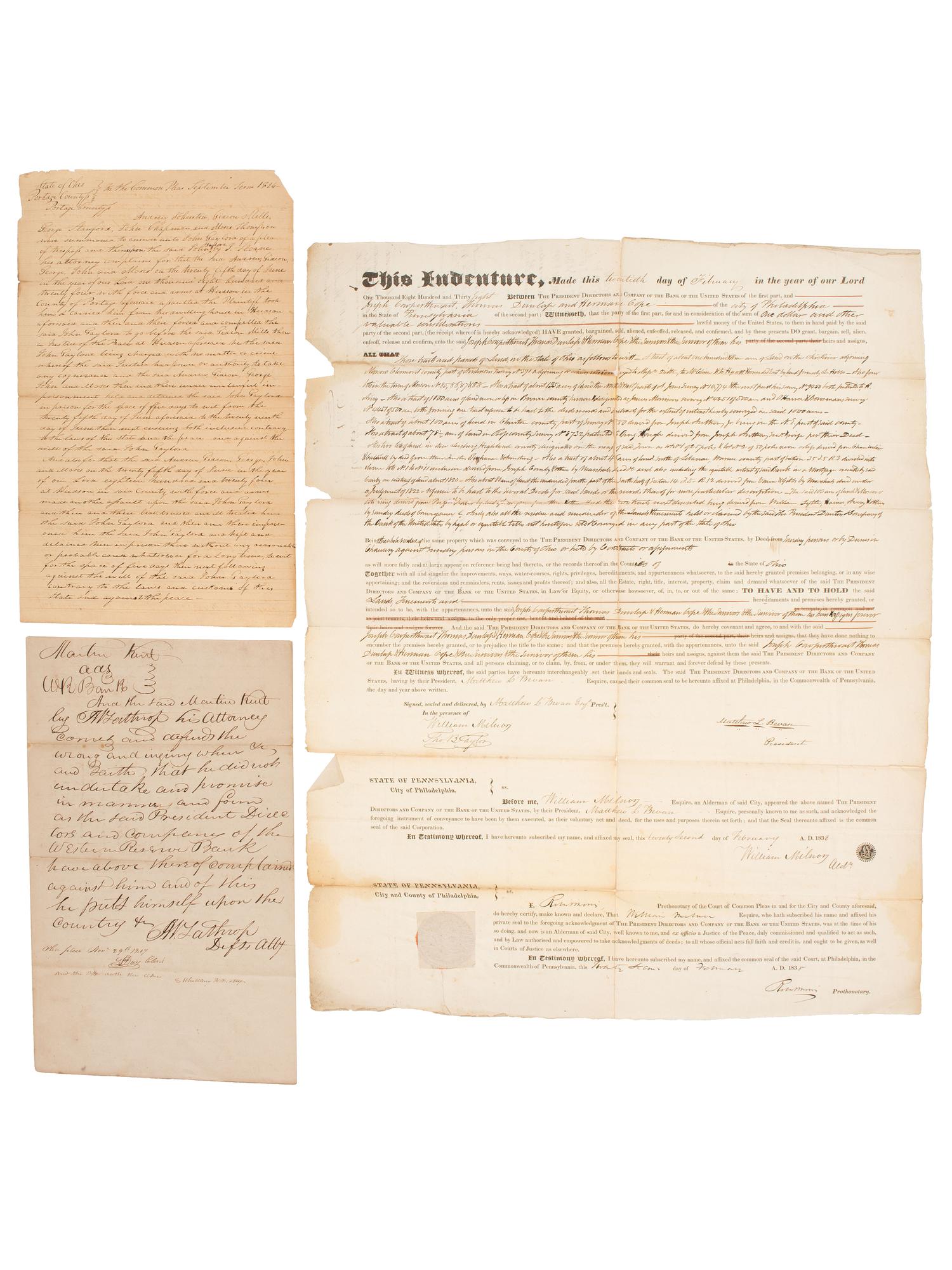 [WESTERN EXPANSION]. Large group of documents related to early settlers of Ohio's Western Reserve (the Connecticut Western Reserve), ca 1806-1890.
