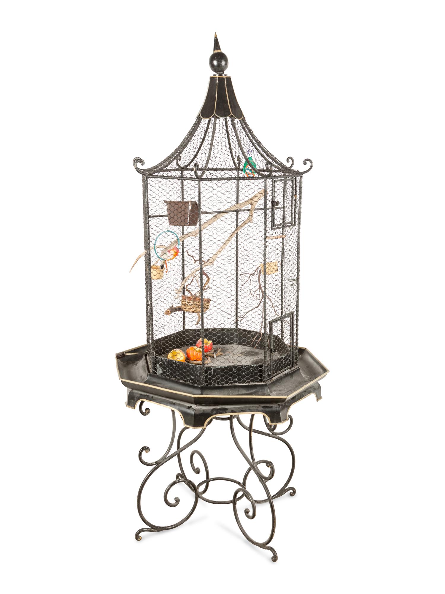 A Chinese Style Bird Cage and Stand