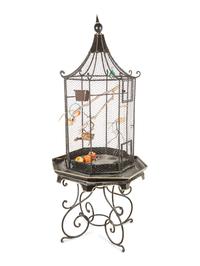 A Chinese Style Bird Cage and Stand