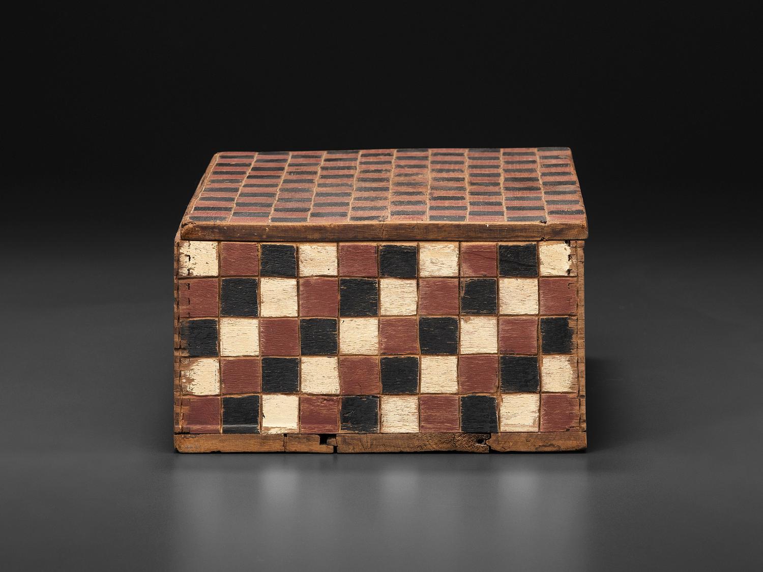 A Folk Art Paint Decorated Pine Box