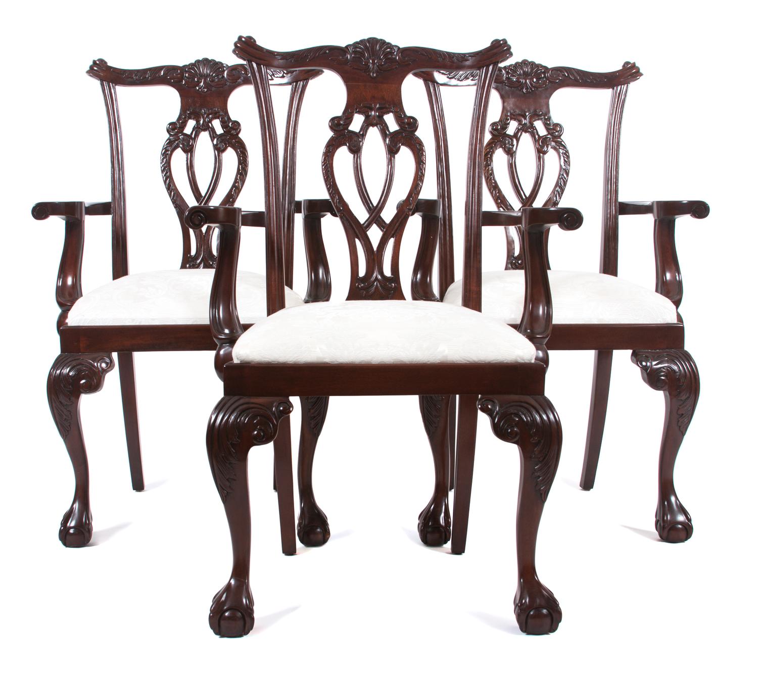 A Set of Four Chippendale Style Armchairs Height 40 inches. — 20TH CENTURY