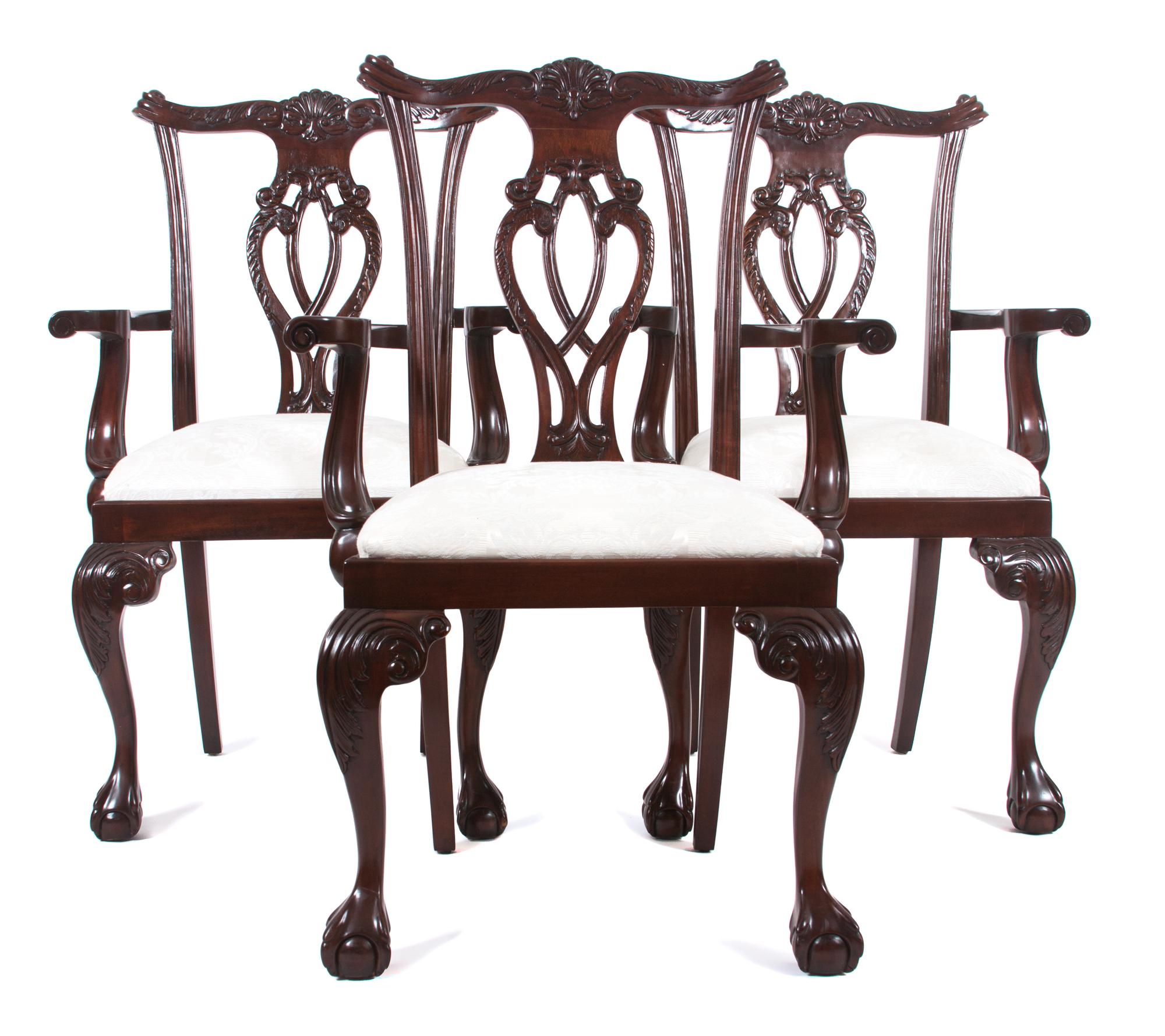 A Set of Four Chippendale Style Armchairs Height 40 inches. — 20TH CENTURY