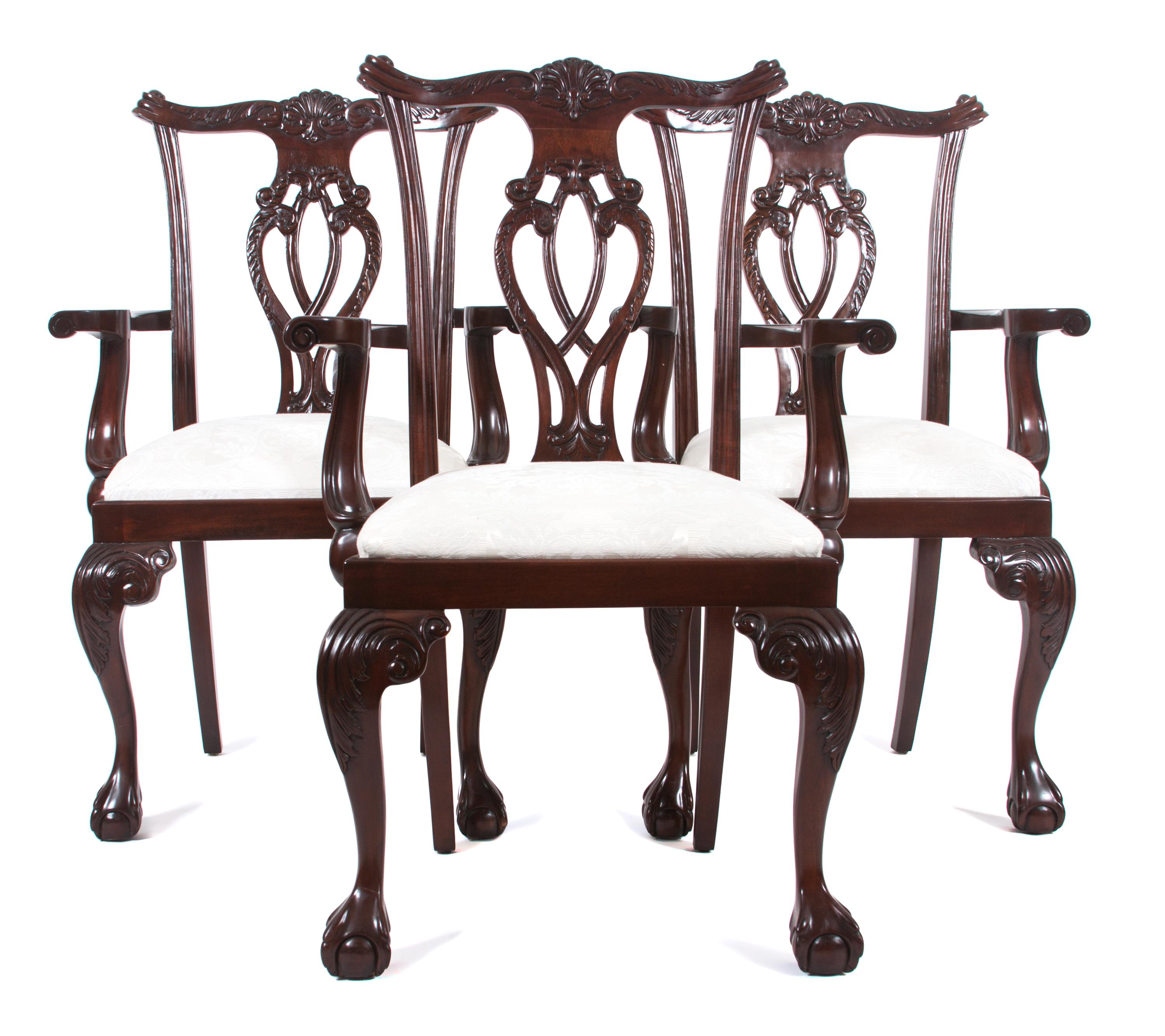 A Set of Four Chippendale Style Armchairs Height 40 inches. — 20TH CENTURY