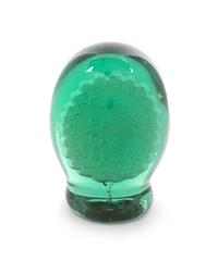 An Antique English Green Glass Sulphide Doorstop Diameter 2 1/2 inches