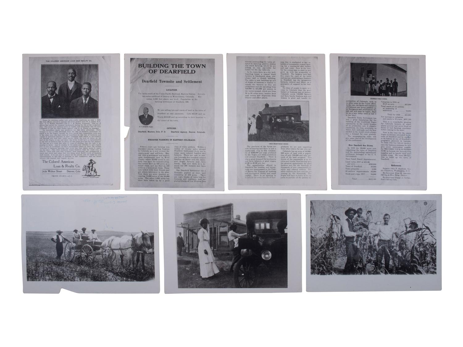 [AFRICAN AMERICANA - COLORADO]. A group of items involving African American towns in Colorado, incl. Lincoln Hills brochure and photographs.