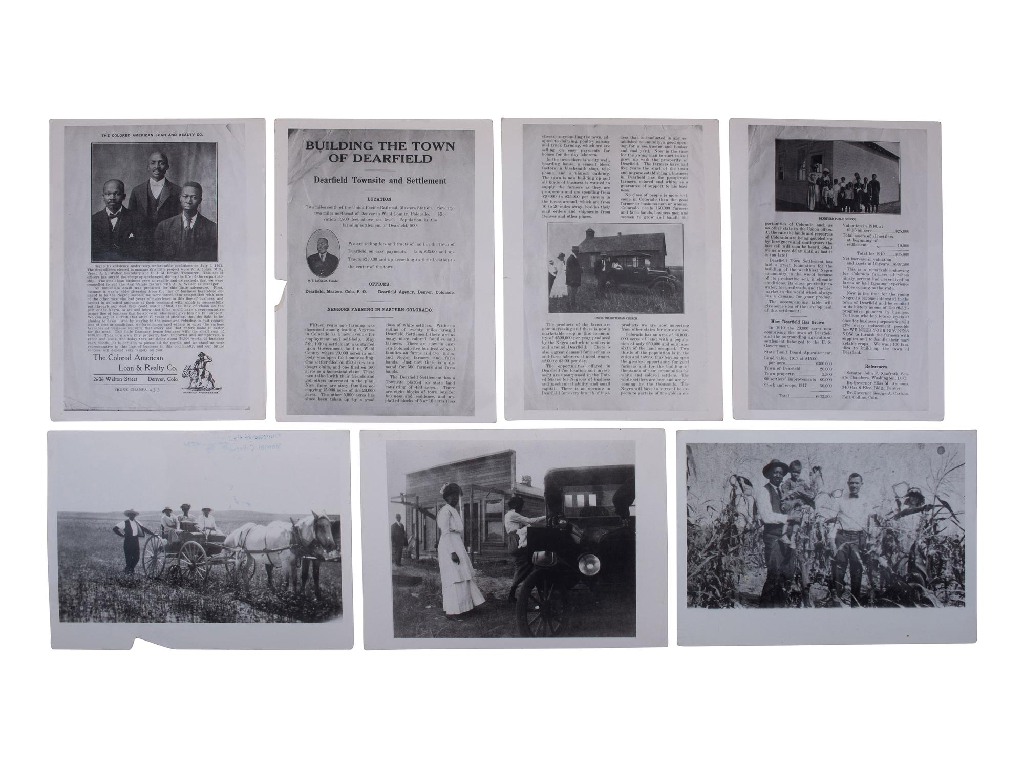 [AFRICAN AMERICANA - COLORADO]. A group of items involving African American towns in Colorado, incl. Lincoln Hills brochure and photographs.