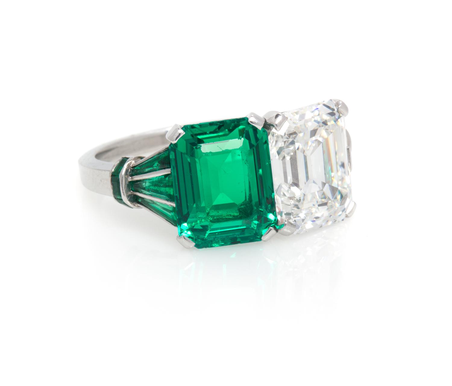 An Important Platinum, Emerald and Diamond Ring, 5.70 dwts.