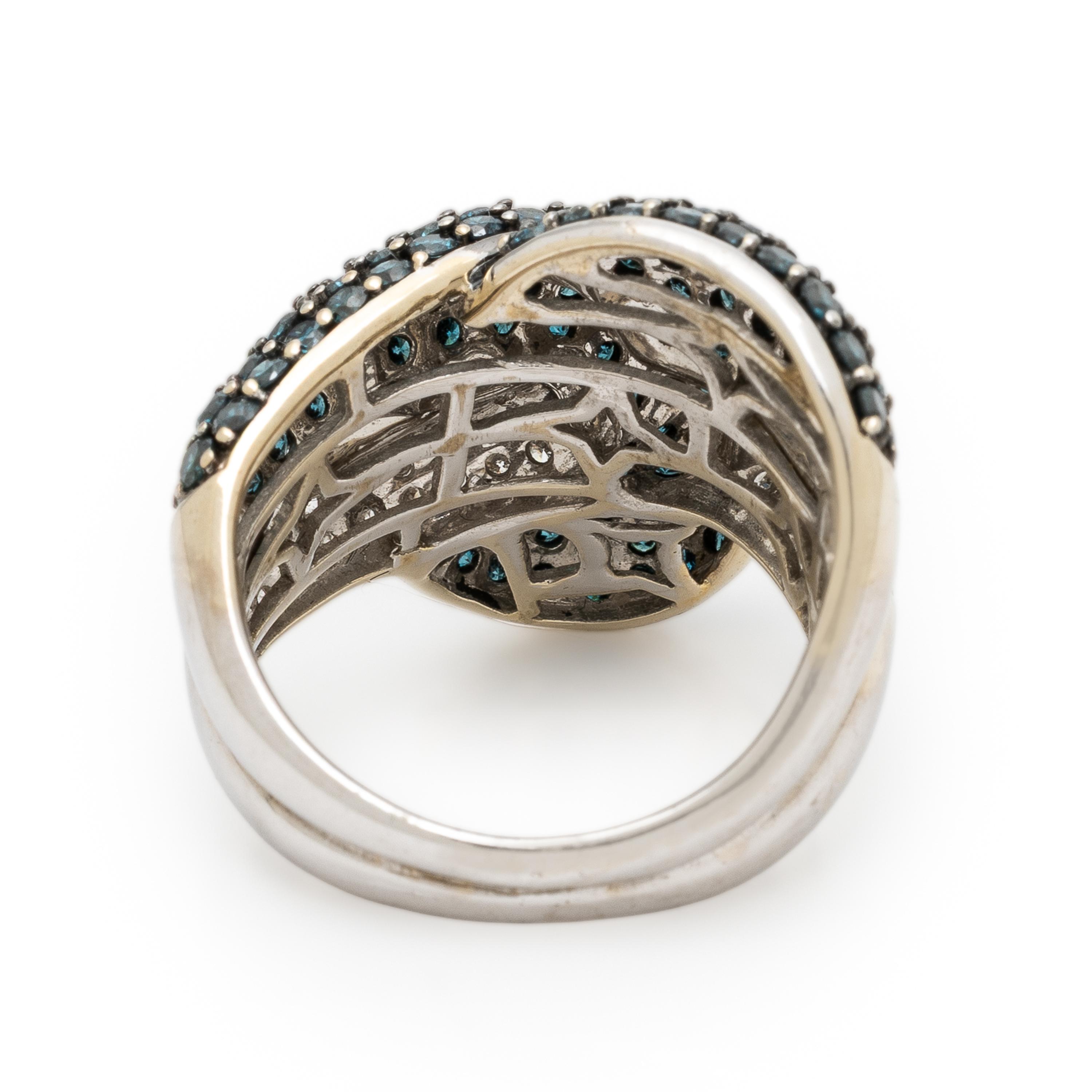 Diamond, Treated Blue Diamond, and White Gold Ring